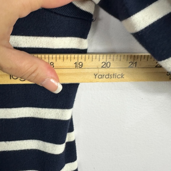 LL Bean Heritage Mariner Dress Womens Medium Petite Blue Striped Nautical Preppy - Picture 5 of 5